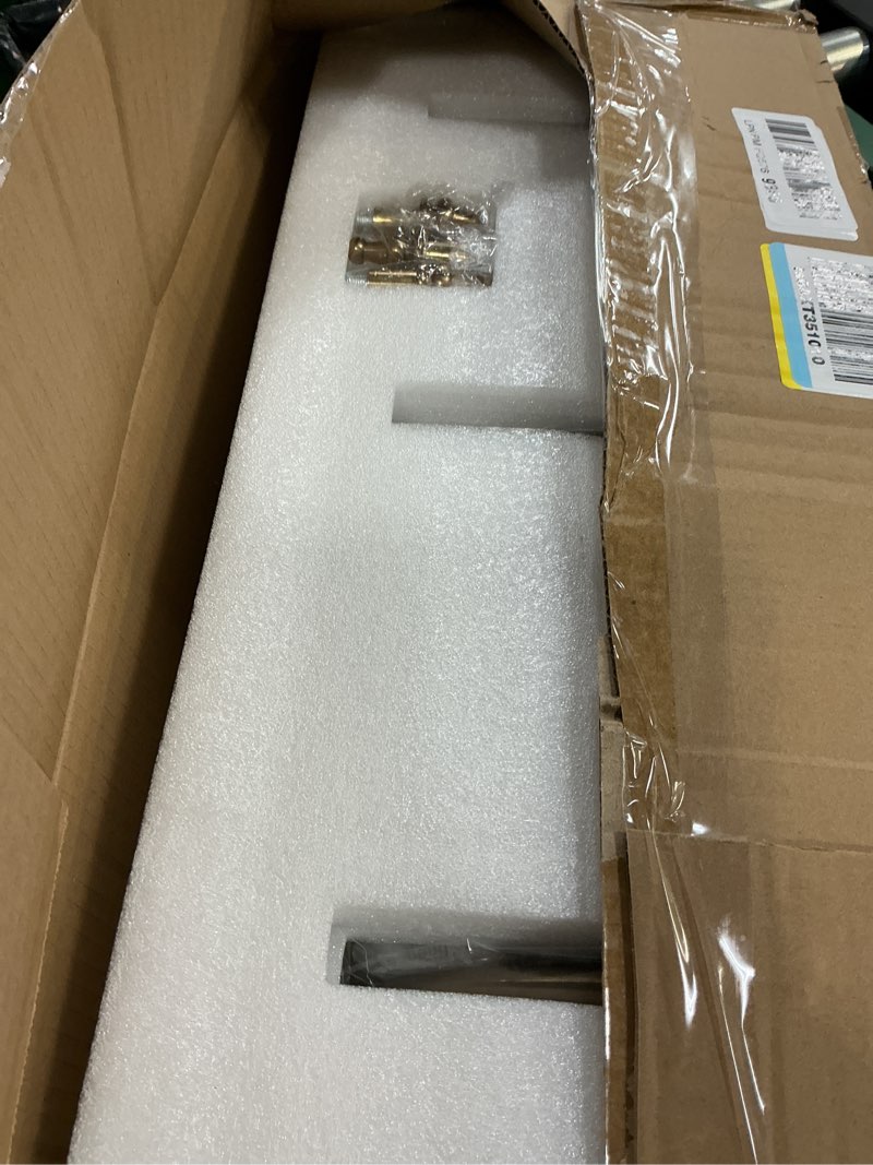 Condition photo showing New/Like New for brushed gold bathroom vanity light fixture vintage style - 3 light g9 bulb compatible, 23" wide bathroom lighting over mirror with hand-etched glass shades, easy mount for makeup area 3 light gold