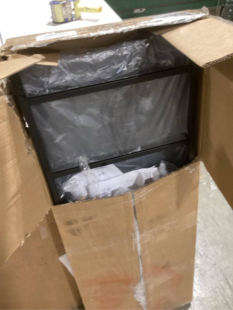 Condition photo showing Good Condition for WLIVE Black Dresser with Hanging Rack for Bedroom, 3 Drawer Dresser with LED Lights & Charging Station, Fabric Dressers & Chest of Drawers, Storage Organizer with Open Shelves for Living Room