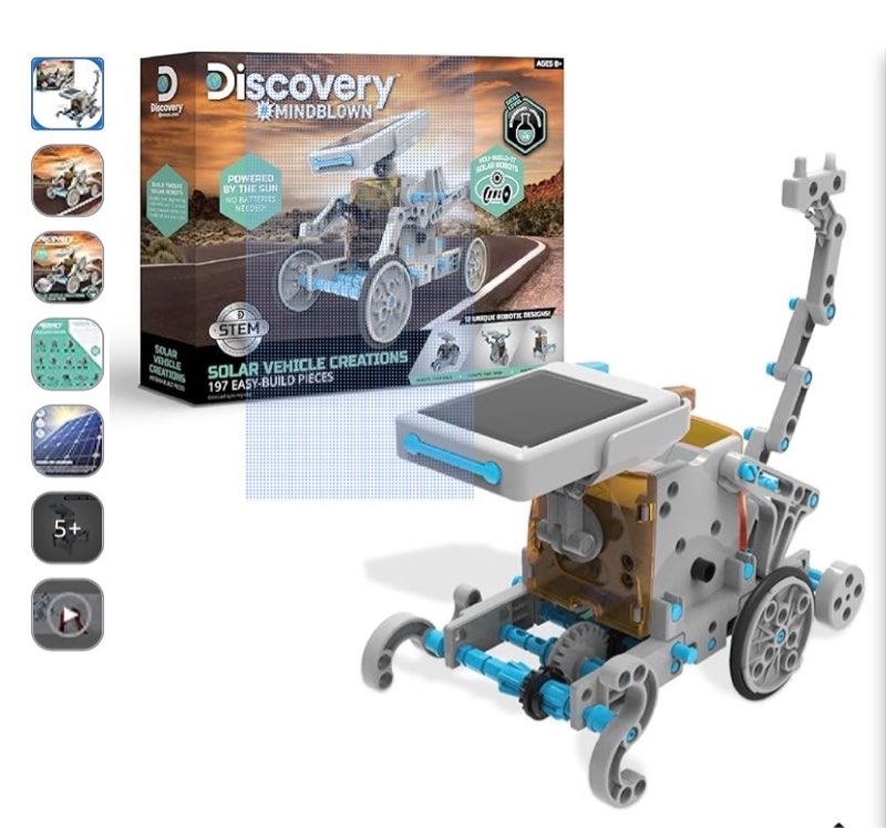 discovery #mindblown stem 12-in-1 solar robot creation 197-piece kit with working solar powered motorized engine and gears, construction engineering set for ages 8 and up (missing parts)