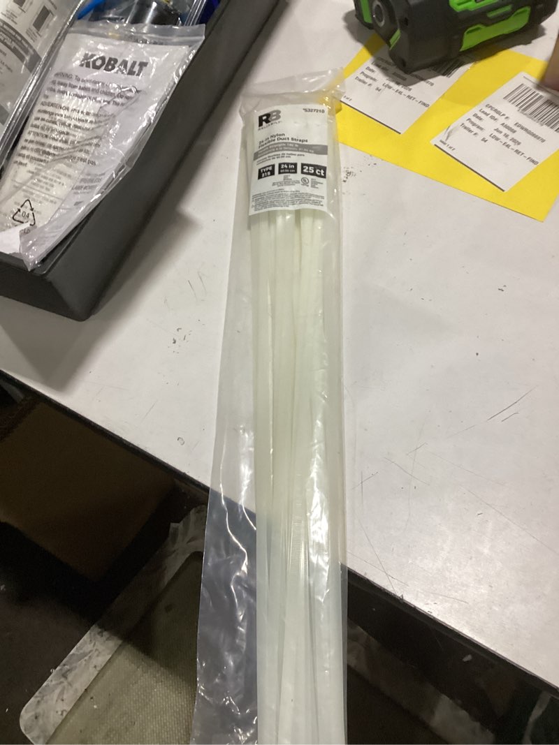 Condition photo showing As Is for **missing 4 pieces**reliabilt 24-in nylon zip ties white (25-pack)