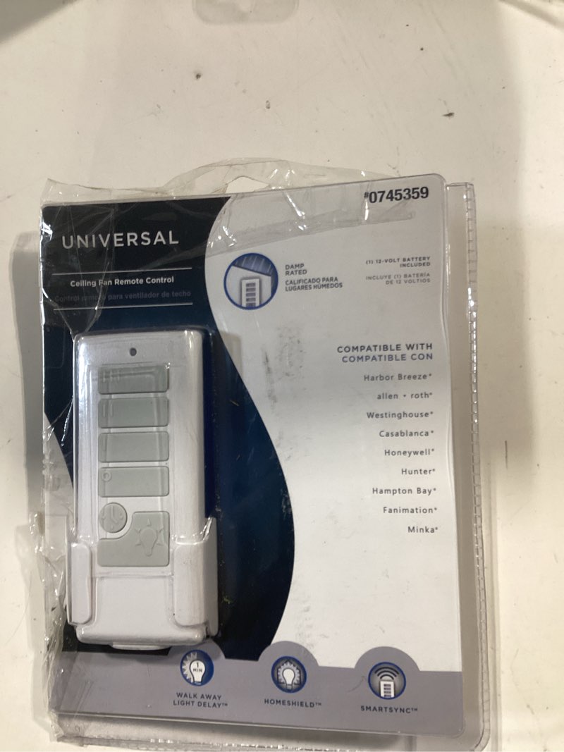 Condition photo showing Good Condition for harbor breeze universal 4.72-in 3-speed 3-setting white plastic indoor/outdoor angle mount capable handheld ceiling fan remote with receiver included
