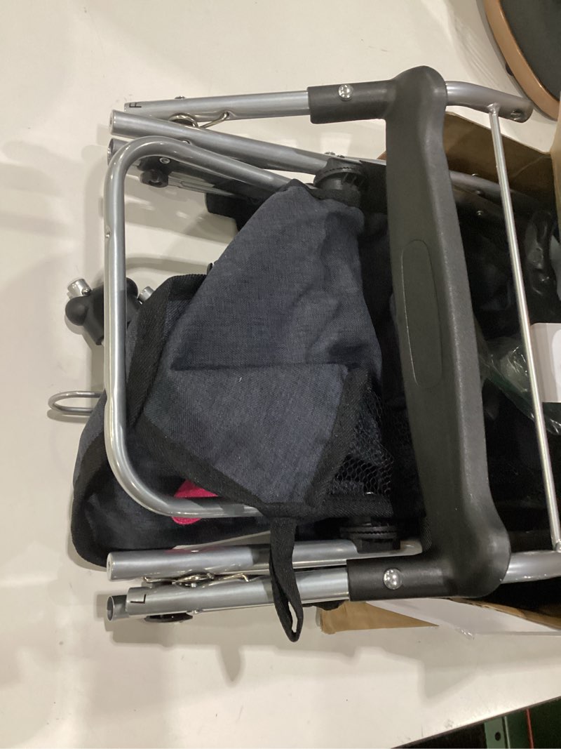 Condition photo showing As Is for the new york doll collection first twin stroller - cutest heart design baby strollers great toy gift for toddlers and girls (denim) blue,pink