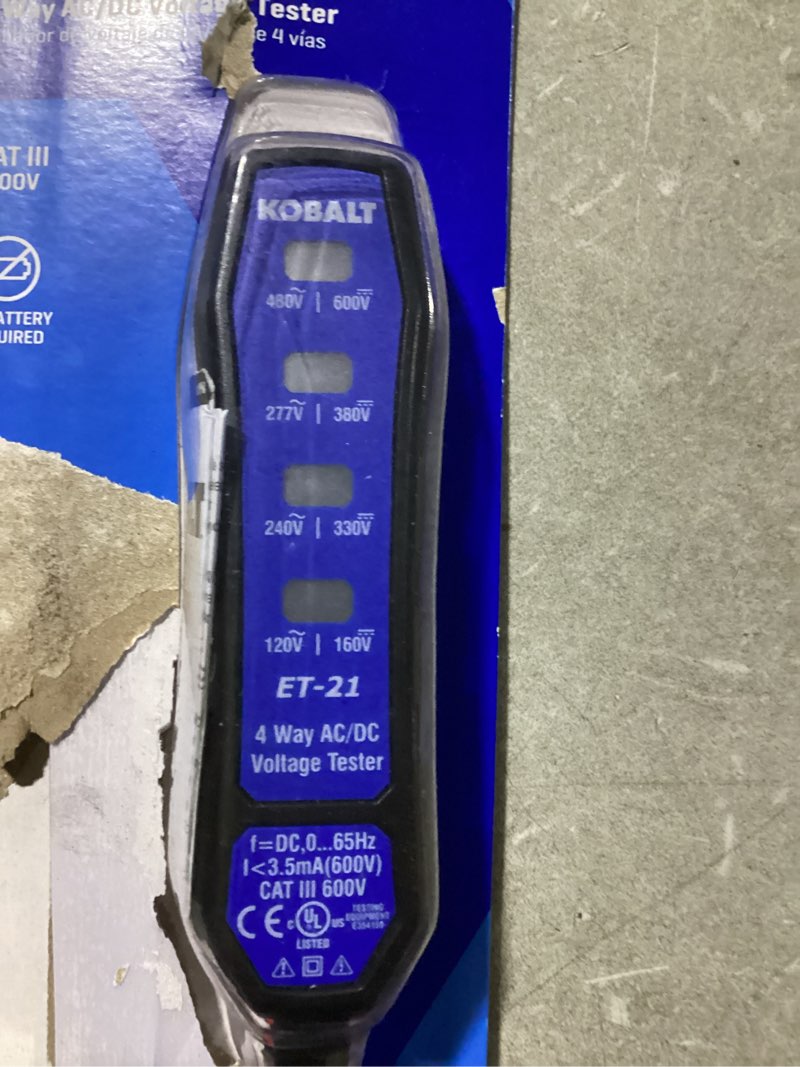 Condition photo showing As Is for 100+ bought last week kobalt analog display voltage tester 120v to 480v -volt