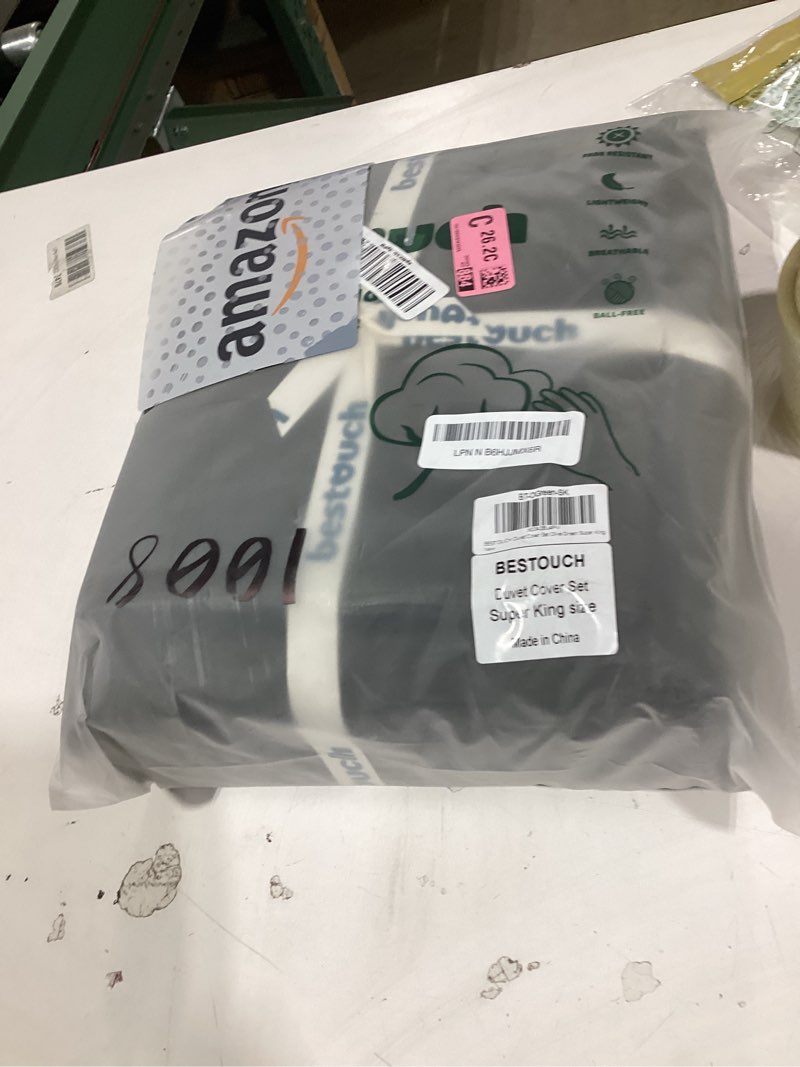 Condition photo showing New/Like New for bestouch duvet cover set 100% washed cotton linen feel super soft comfortable chic lightweight 3 pcs home bedding set solid olive green super king olive green (no comforter) super king (108" x 98")