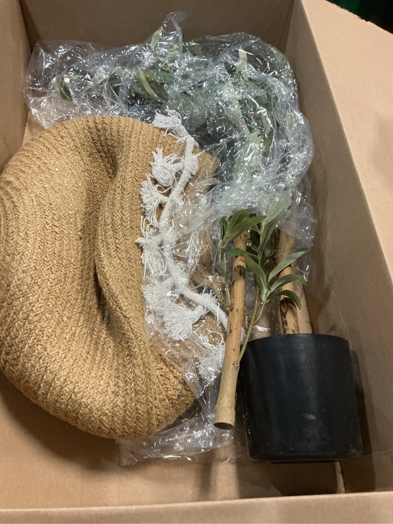 Condition photo showing Good Condition for nearly natural 3.5ft. artificial olive tree with handmade jute & cotton basket with tassels