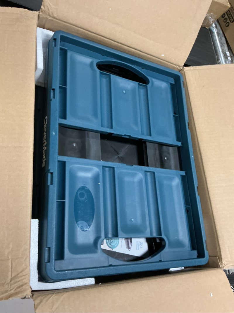 Condition photo showing Good Condition for CleverMade Collapsible Storage Bins - Ocean 3 Pack 32L / 8 Gal holds 66 lbs - Stackable Containers Heavy Duty Capacity Folding Crates Space-Saving