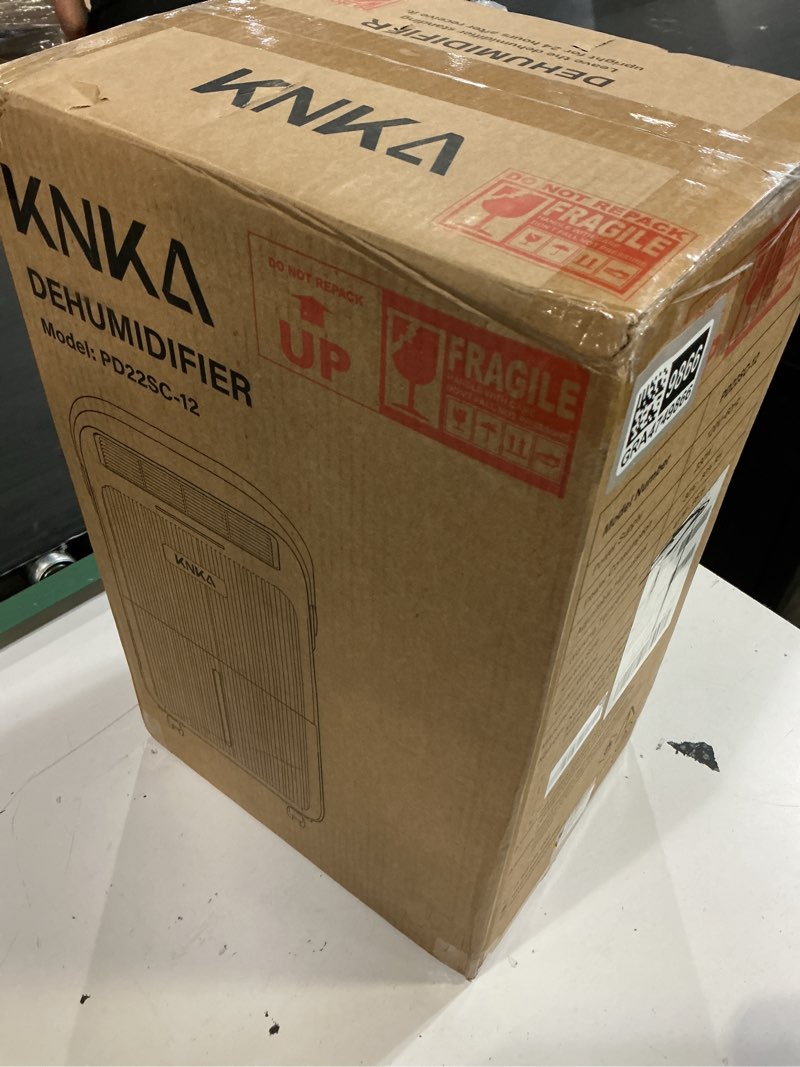 Condition photo showing New/Like New for knka 2500 sq.ft dehumidifier for basement with drain hose max 34 pints, dehumidifiers for home, bedroom, bathroom, large room, three modes, intelligent humidity control, dry clothes, 24hr timer