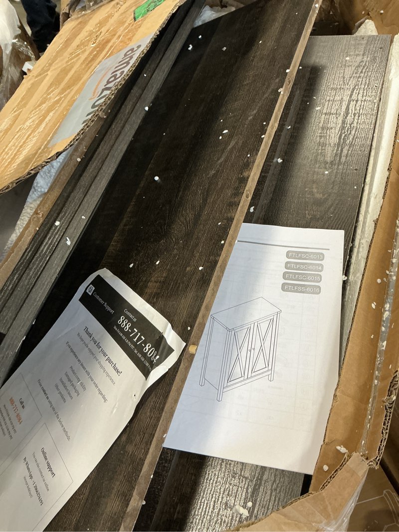 Condition photo showing As Is for GarveeHome Small Storage Cabinet, Farmhouse Sideboard Buffet Cabinet with 2 Doors and Adjustable Shelves, Accent Entryway Console Cabinets for Living Room, Dining Room (Dark Oak, 2 Pieces) 2 Pieces Dark Oak