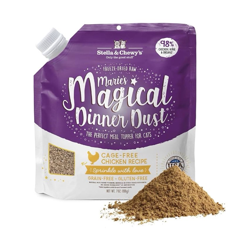 Best by: 8/28/2025 Stella & Chewy's Freeze-Dried Raw Cat & Kitten Food Topper - Magical Dinner Dust - Premium Wild-Caug