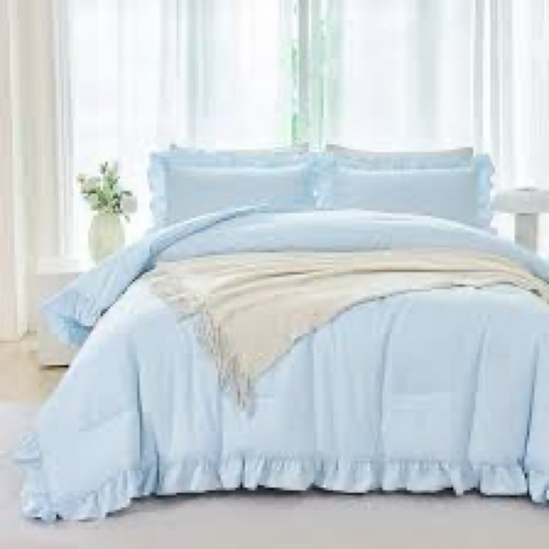 angiyuin light blue ruffle girls comforter 