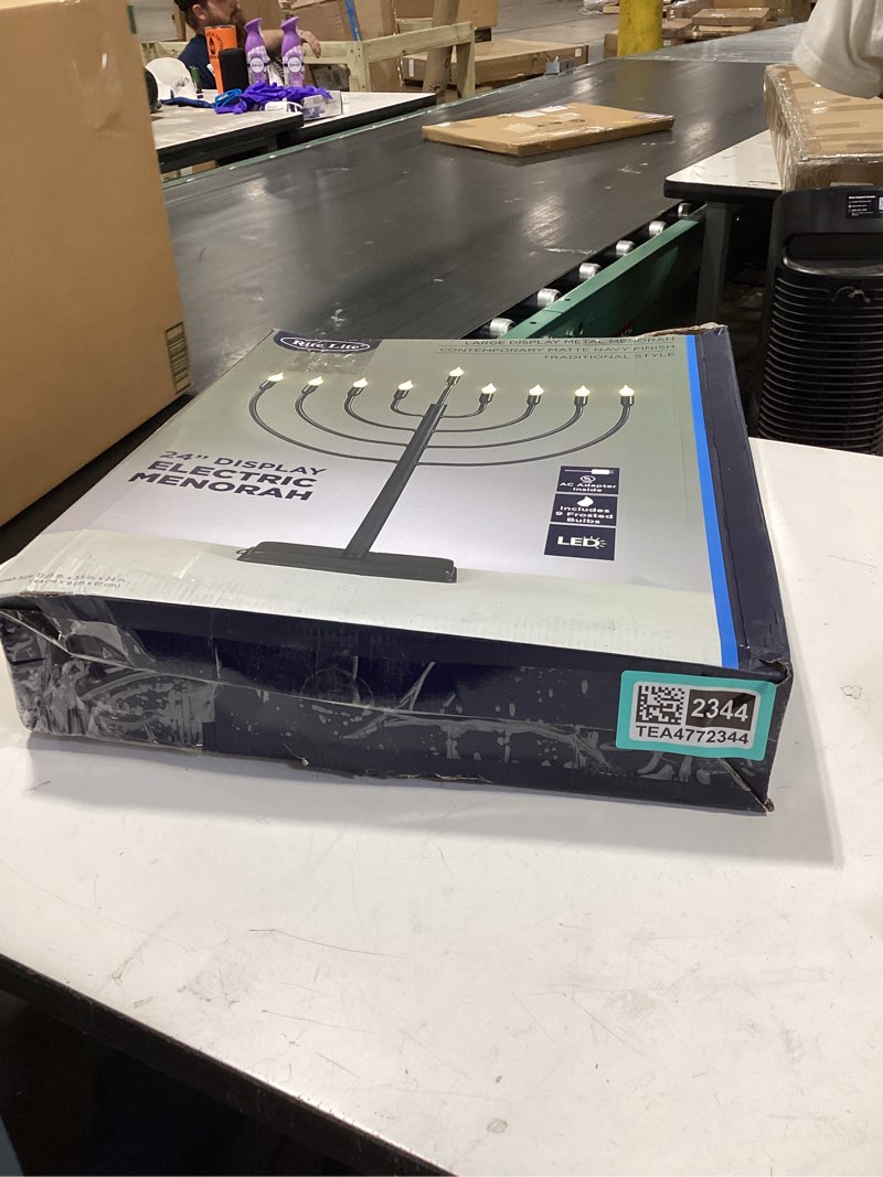 Condition photo showing Good Condition for hanukkah menorah 23-inch tall led lights –jewish holiday party centerpiece judaica decor chanukah indoor decoration – easy setup, perfect for living room hostess gifts includes ac adapter, navy blue
