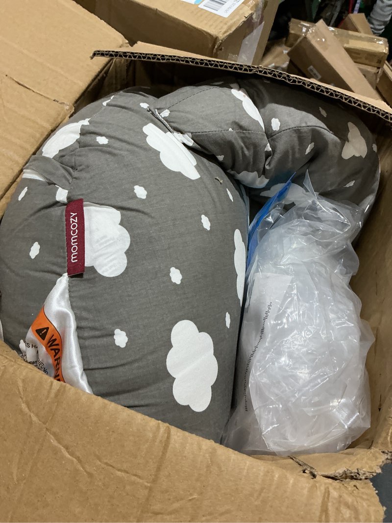 Condition photo showing As Is for momcozy original nursing pillow for breastfeeding-pioneering safety fence- wider feeding pillows for more support for mom & baby- easier nursing & hand free- fit for all, removable cotton cover grey