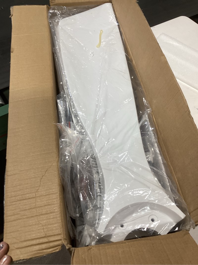 Condition photo showing As Is for depuley ceiling fan without light: 52 inch 3 blade outdoor fans for patios - white ceiling fan no light indoor remote control ultra quiet dc motor reversible 6 speed timer 52 inch white 02