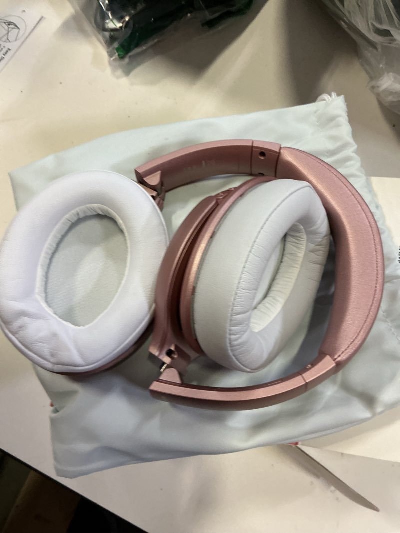 Condition photo showing Good Condition for infurture pink headphones over ear headphones active noise cancelling bluetooth headphones, deep bass headset, low latency, 90h playtime, foldable headphone for sport running cool gadgets gift-h1 rose gold