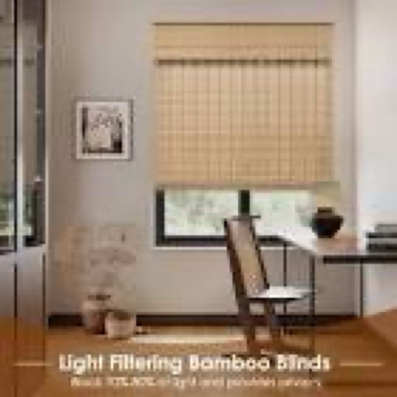 hidodo cordless bamboo roman shades, light filtering bamboo blinds shades for indoor windows, uv pro