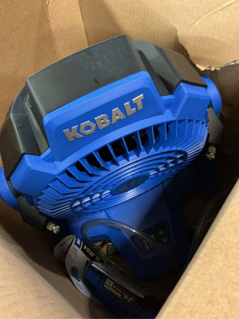 Condition photo showing Good Condition for kobalt 7-in 24-volt 3-speed high velocity indoor/outdoor blue misting floor fan (battery and charger included)