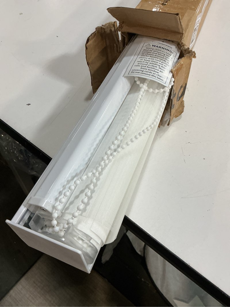 Condition photo showing Good Condition for Zebra Blinds for Windows (39" W x 72" H, White) Zebra Roller Window Shades, Corded Dual Layer Light Filtering Privacy for Day and Night, Light Control and Protecting Privacy for Home and Office 39" W x 72" H White