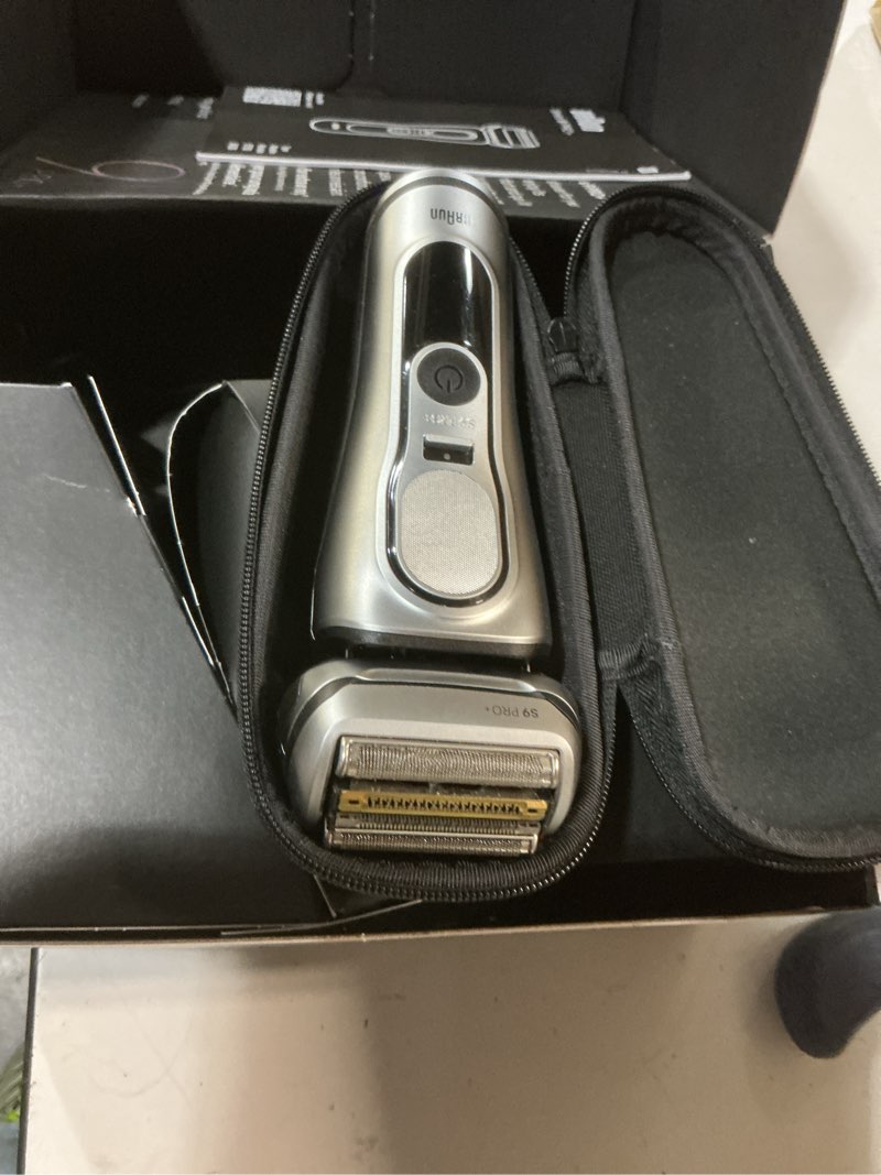 Condition photo showing As Is for braun series 9 pro+ electric shaver, wet & dry razor, pro sensoadapt, 6in1 smartcare center, 9697cc, silver