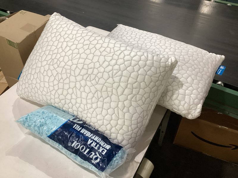 Condition photo showing Good Condition for qutool cooling pillow for sleeping, certipur-us shredded memory foam queen pillows set of 2, cool pillow for hot sleepers adjustable firm pillow for side, back, stomach sleepers soft yet support,white white-cooling basic queen(pack of 2)