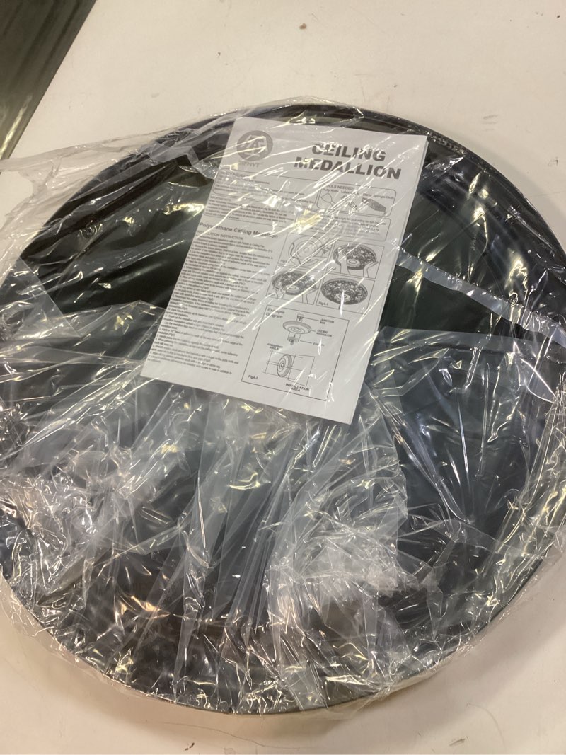 Condition photo showing New/Like New for molded nylon ceiling medallion for light fixtures and ceiling fans 16"od x 4"id x 3/4"p (fits canopies up to 12-3/8") black black-16