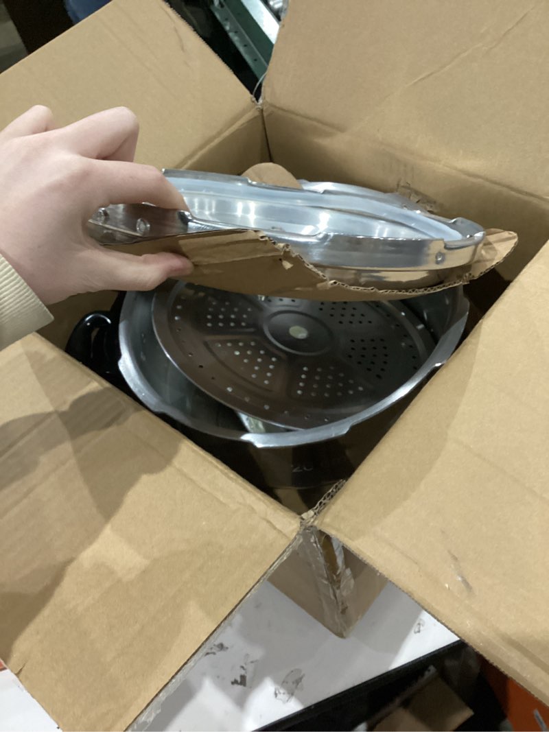 Condition photo showing As Is for wantjoin 8qt aluminum pressure cooker w/release valve & multiple protective devices,pressure canner compatible with gas & induction cooker,canner rack included