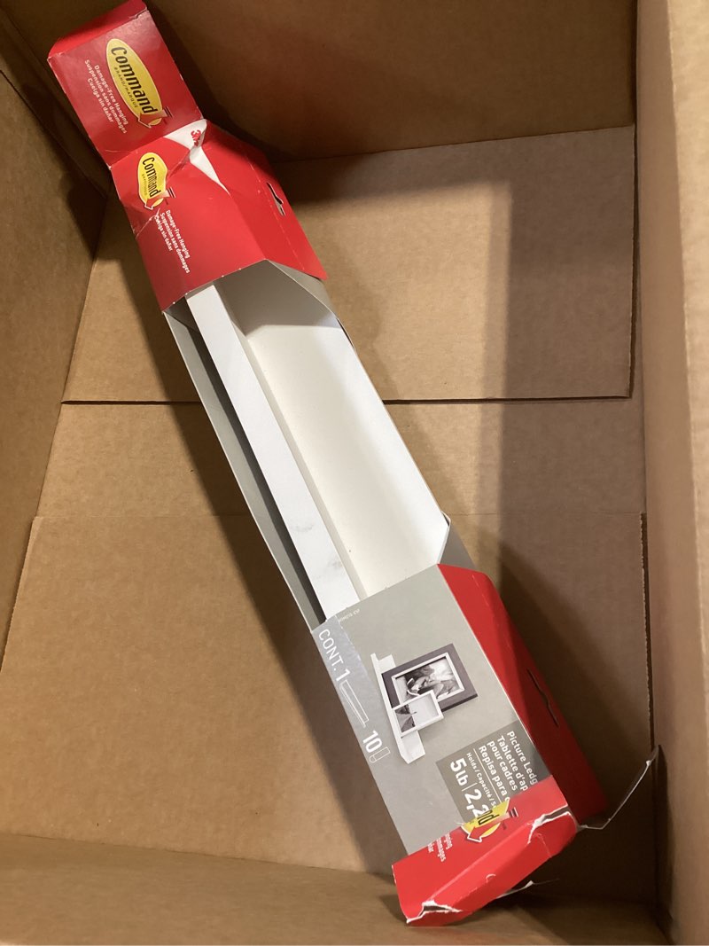 Command Picture Ledge, 21" Damage Free Hanging Floating Shelf with Adhesive Strips, Quartz, No Tools