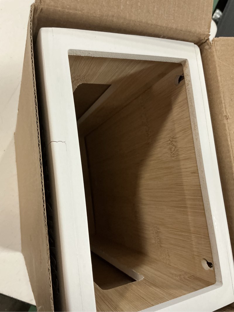 Condition photo showing Good Condition for libreshine extra large white bamboo grocery bag holder for plastic bags, under sink cabinet or wall mounted organizer, space-saving bag dispenser for kitchen, pantry, laundry room, garage