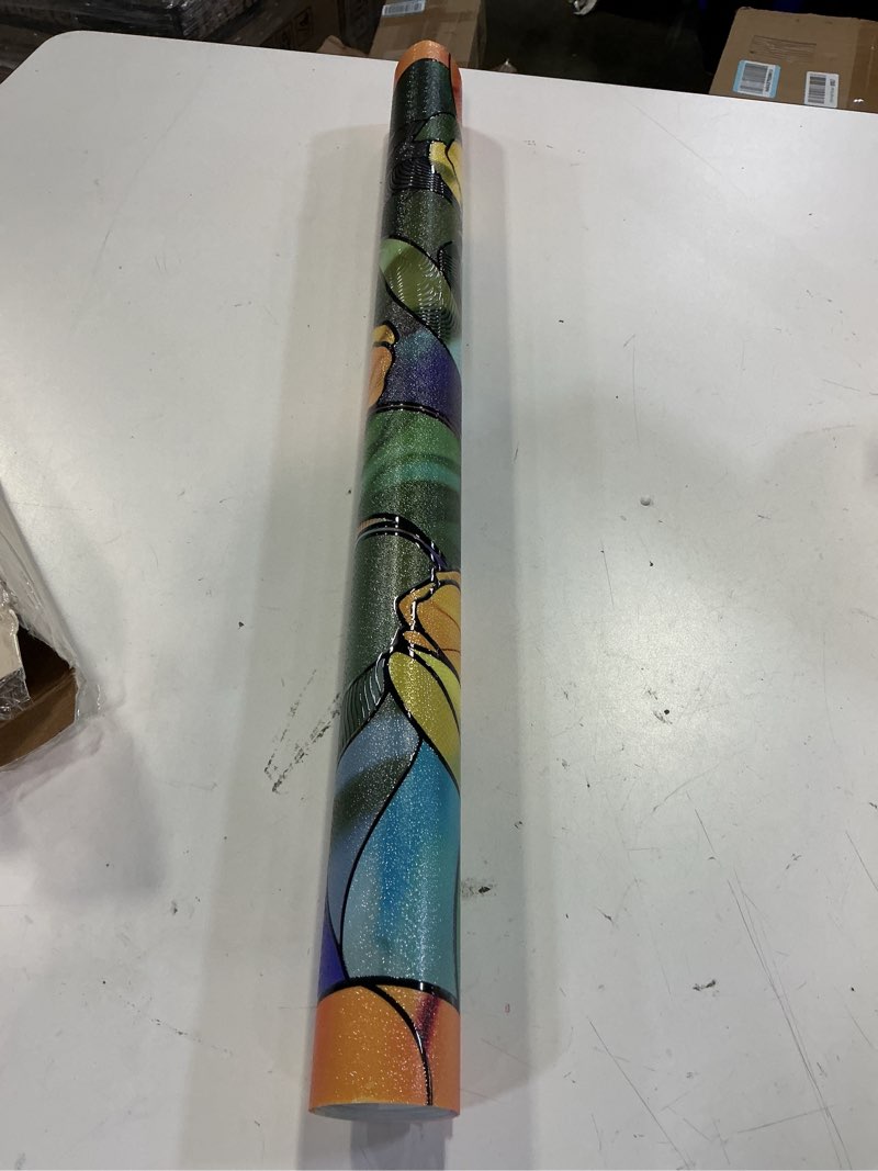 Condition photo showing New/Like New for 3d stained glass window film, decorative window privacy film for bathroom,front door,home, sun blocking heat control,static cling, moonlight tulip, 23.6inch x 35.4inch moonlight tulip 23.6inch x 35.4inch