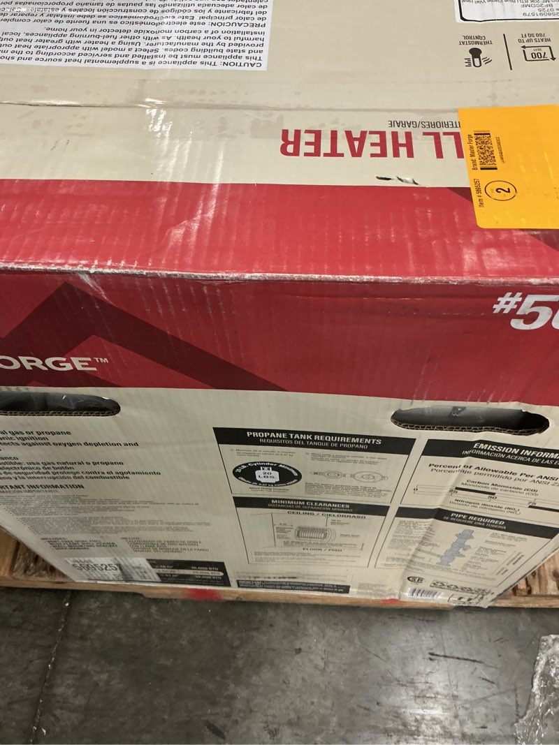 Condition photo showing As Is for (doesn’t  work )master forge 20000-btu wall-mount indoor natural gas or liquid propane vent-free convection heater