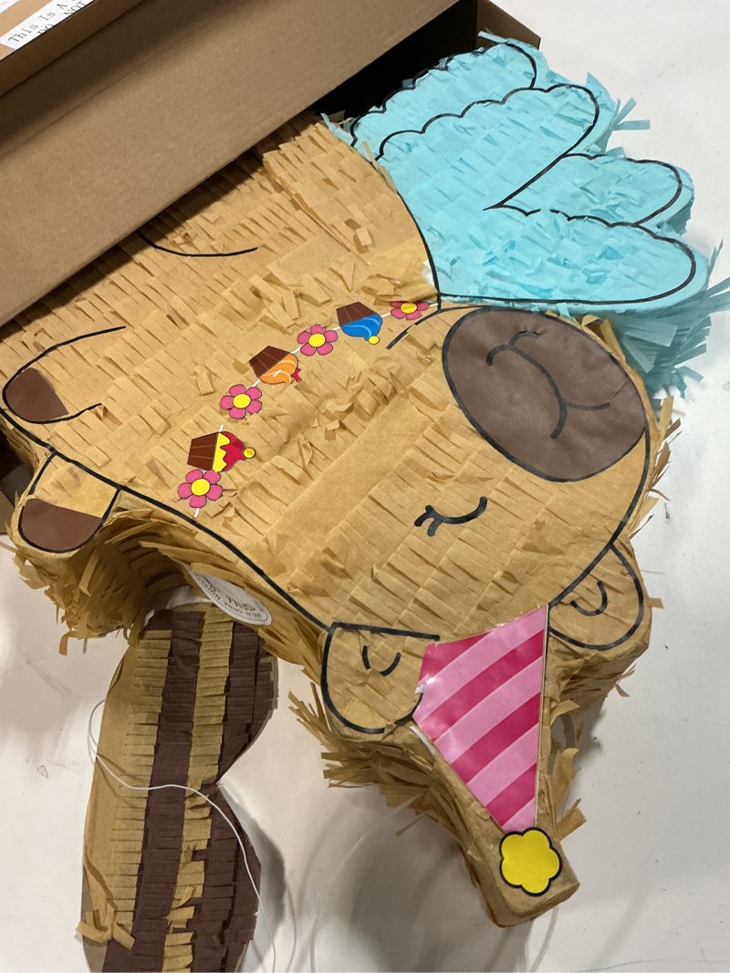 Condition photo showing Good Condition for Capybara Piñata for Birthday Party 15.2 x 14.8 Inches Hippie Piñata with Bat Blindfold & Confetti Large Groovy Hippie Theme Birthday Game Decoration Wedding Party Supplies Shower Photo Props