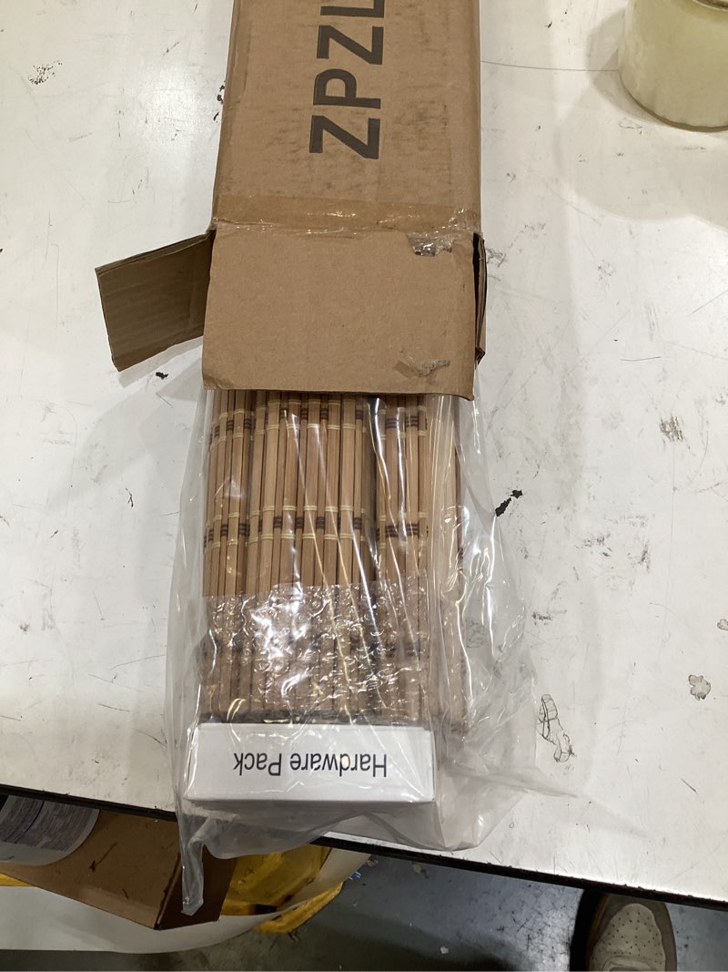 Condition photo showing Good Condition for cordless bamboo roman shades, light filtering bamboo blinds shades for indoor windows, uv protection roll up blinds for home, office, 38" w x 64" h, natural natural 38"w x 64"h