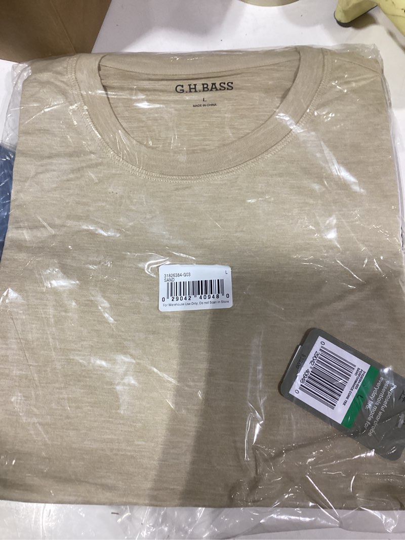 Condition photo showing New/Like New for BASS Outdoor Mens Short Sleeve Performance Core Quick Dry Tee Shirt Standard Large Sand