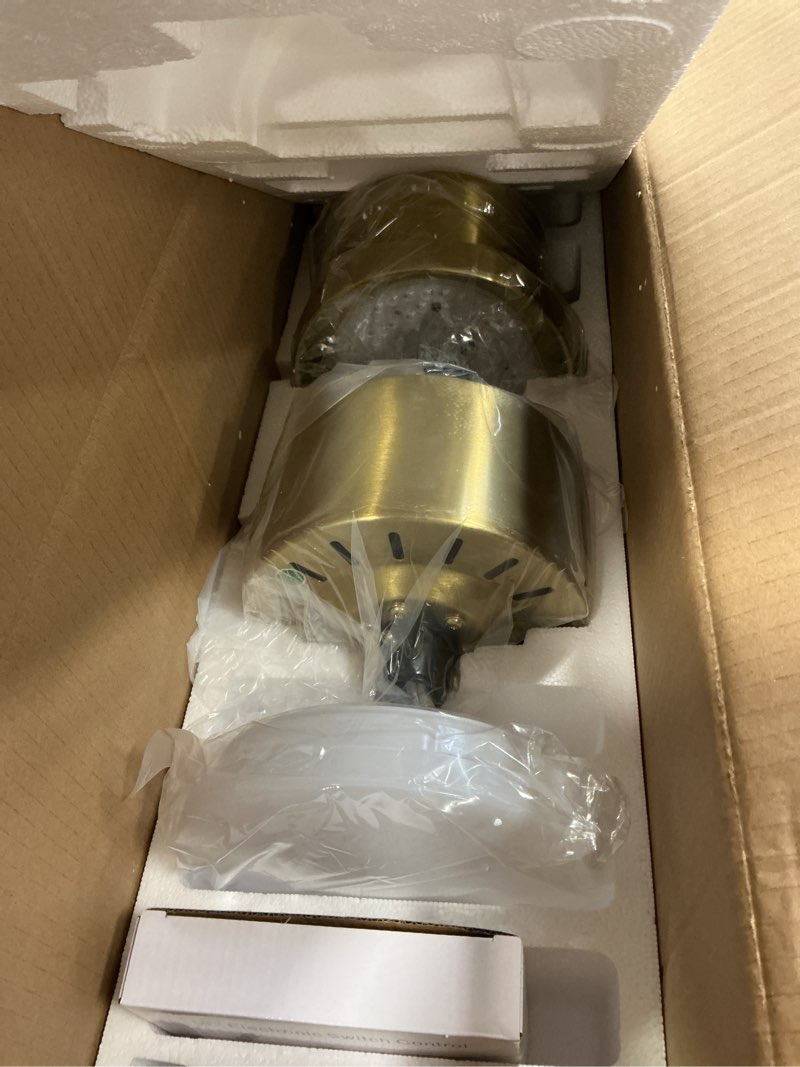 Condition photo showing Good Condition for 52 Inch Ceiling Fans with LED Light Remote Control, Modern Ceiling Fan with Reversible DC Motor, 3 Blades and 3 Color Temperature, LED Light Chandelier for Bedroom (Gold & 3 Transparent Blades)