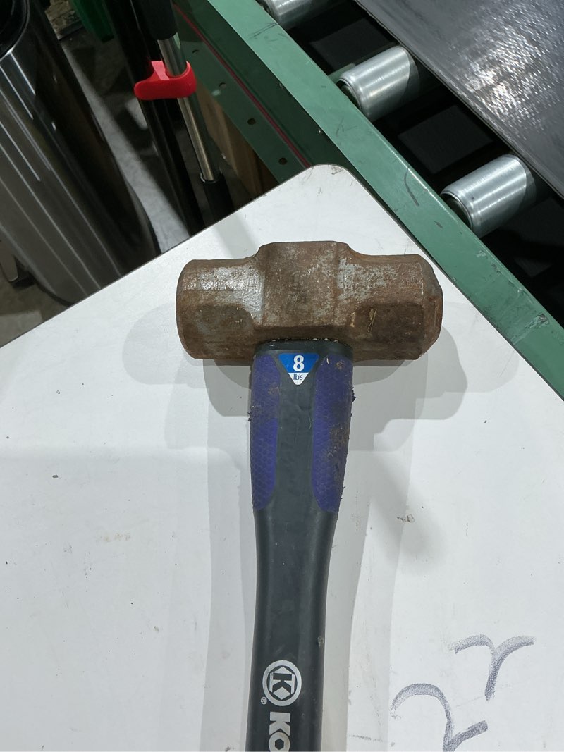 Condition photo showing As Is for kobalt 8 -lb steel head fiberglass handle sledge hammer