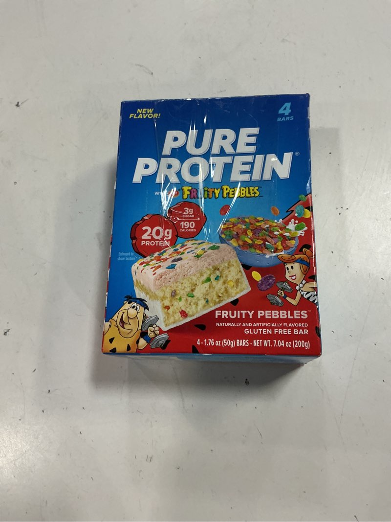 (best by 12/12/26) pure protein fruity pebbles™ protein bars – 20g protein, 3g sugar, 190 calories (4 count) low sugar*