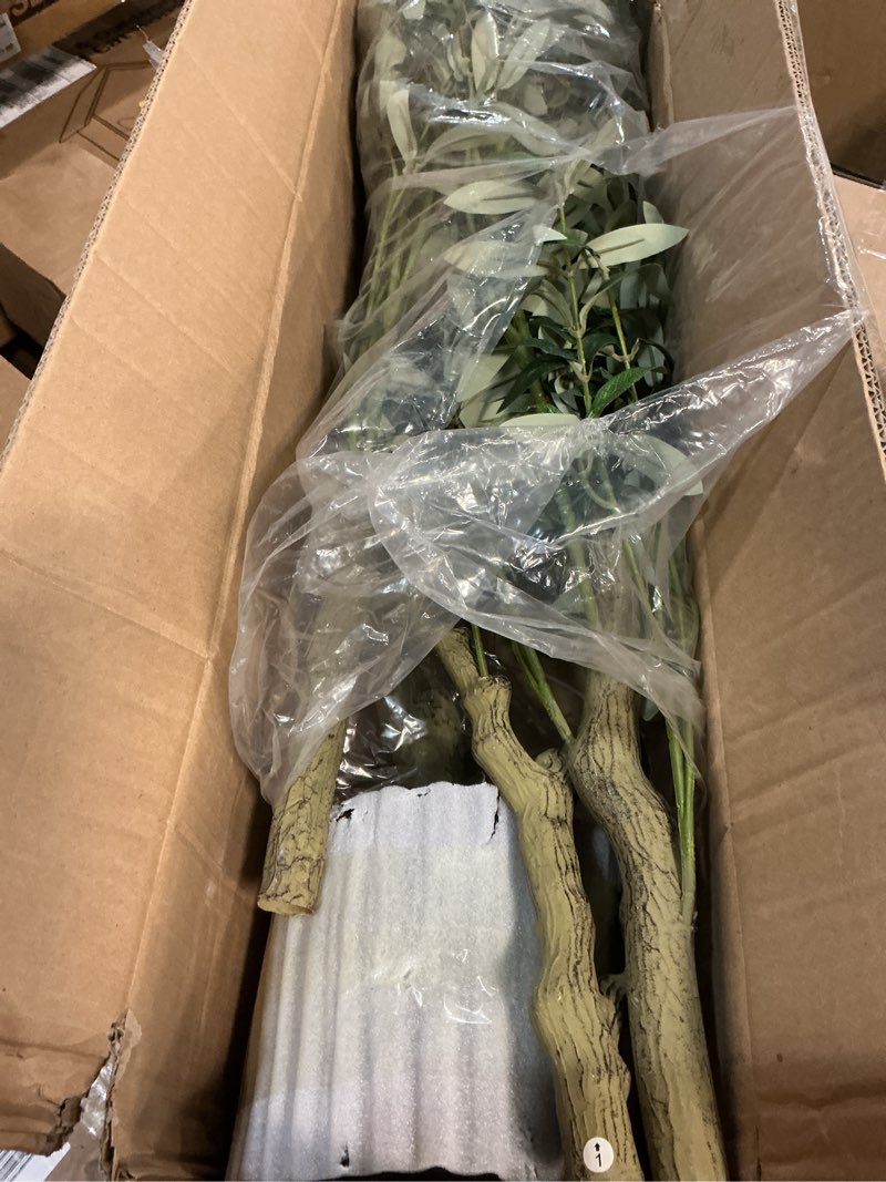 Condition photo showing Good Condition for 7ft Artificial Olive Tree Potted, Faux Indoor Plants with Natural Wood Trunk & Lifelike Fruits, Realistic Tall Fake Tree for Home Office Decor, Housewarming Gifts