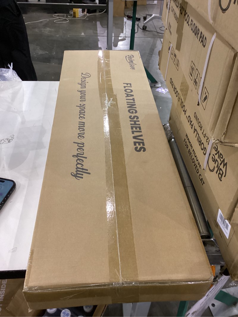 Condition photo showing New/Like New for Heimlove 36 Inch Floating Shelves for Wall,10 Deep Brown Wood Shelves with Invisible Brackets,Wall Mounted Storage & Display Shelves for Bedroom,Living Room,Kitchen,Office Brown 35.7"W x 10.3"D x 1.8"H,New