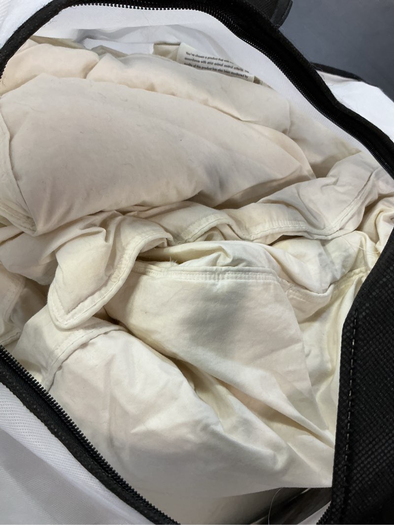 Condition photo showing As Is for Feather Down Fiber Comforter King Size,Hotel Style Bedding Comforter,1200TC,100% Organic Cotton Fabric,All Season White Duvet Insert with 8 Corner Tabs King(106x90inches) Solid White