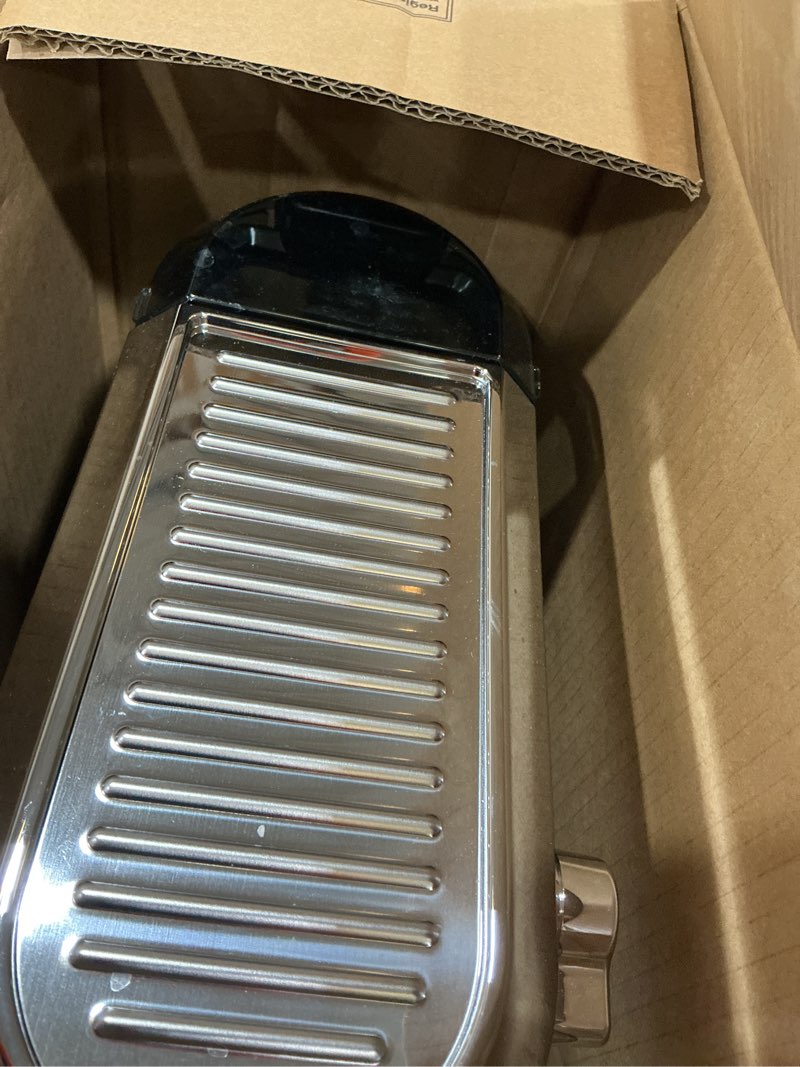 Condition photo showing As Is for de’longhi dedica espresso machine with manual milk frother, 15-bar pump & adjustable tray - home barista coffee maker for espresso, latte, cappuccino & iced coffee - italian stainless steel design silver