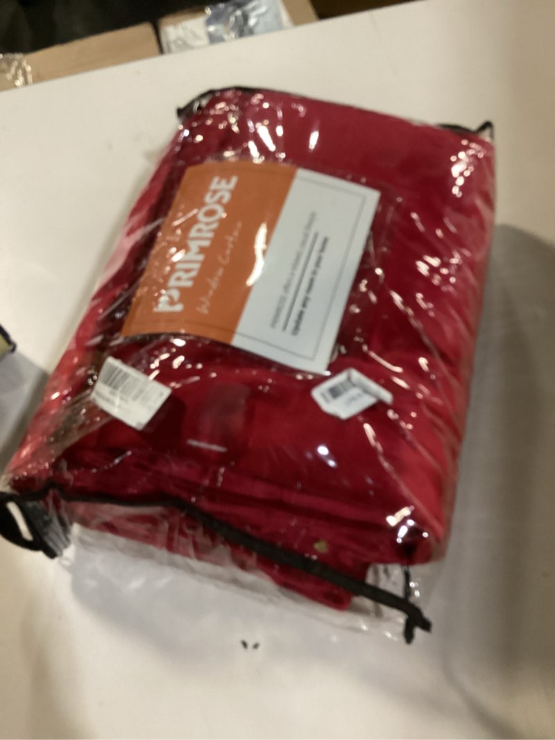 Condition photo showing New/Like New for PRIMROSE Red Curtains 120 inch for Living Room Velvet Drapes Blackout Rod Pocket Back Tab Window Treatment Semi Room Darkening Decor Curtains for Bedroom Set of 2 Panels Red 52"W x 120"L (Pack of 2)