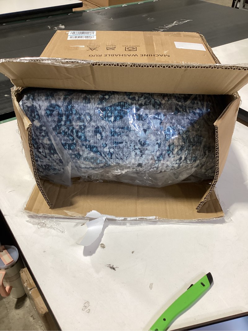 Condition photo showing Good Condition for vivorug 8x10 Area Rugs for Living Room, Non-Slip Backing Washable Blue Rug 8x10, Large Area Rug Soft Carpet for Bedroom Dining Room, Vintage, Easy Clean, Durable, Low Pile Rug Under Table Bohemia-blue 8' x 10' (Rectangular)