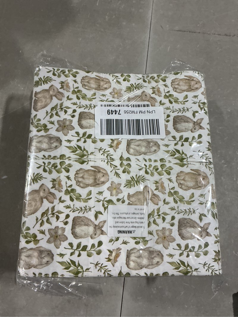 Condition photo showing Good Condition for easter bunny cocktail napkins 100 pack 3 ply paper napkins vintage floral rabbit design spring party disposable dessert beverage table supplies