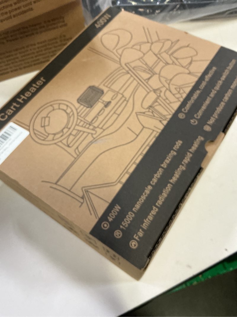 Condition photo showing New/Like New for golf cart heater, 36v battery operated heater, 400w electric heaters for golf cart accessories, safe & quiet carbon fiber heating golf cart warmer, compatible with club car/yamaha/ezgo 36v yellow black