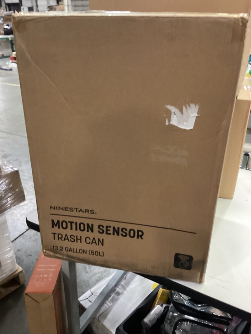 Condition photo showing Good Condition for Ninestars Automatic Touchless Infrared Motion Sensor Trash Can, 13 Gal 50L, Stainless Steel Base (Rectangular, Black Lid), Black Trim