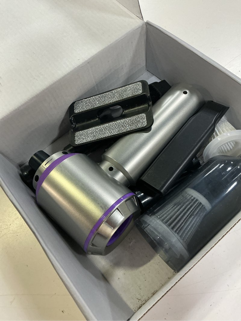 Condition photo showing As Is for houscly car vacuum portable cordless 20000pa high power 4-in-1 compressed air duster & air blower & pump hand held vacuum with brushless motor for car, home, office,camping ideal gifts for men & women purple