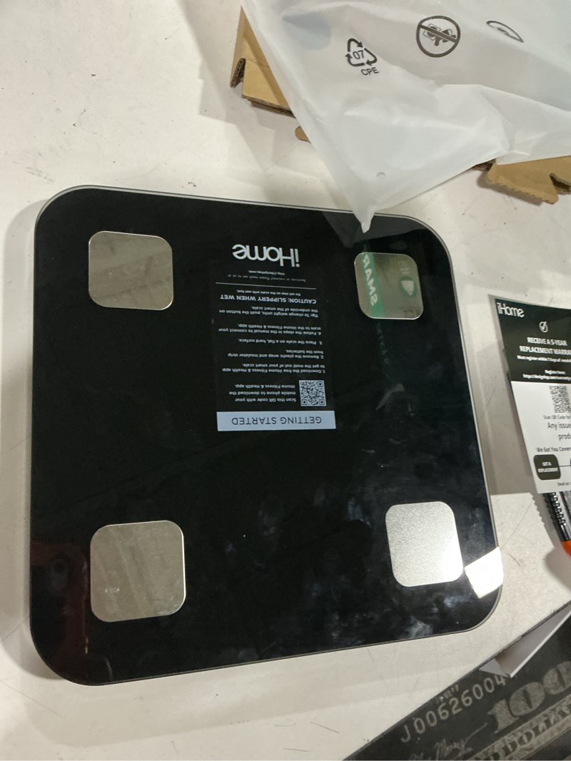 Condition photo showing Good Condition for ihome smart 14-in-1 digital battery powered body weight & bmi bathroom scale with bluetooth and fit+ personal coach app, fsa and hsa eligible, black, 397 lbs capacity