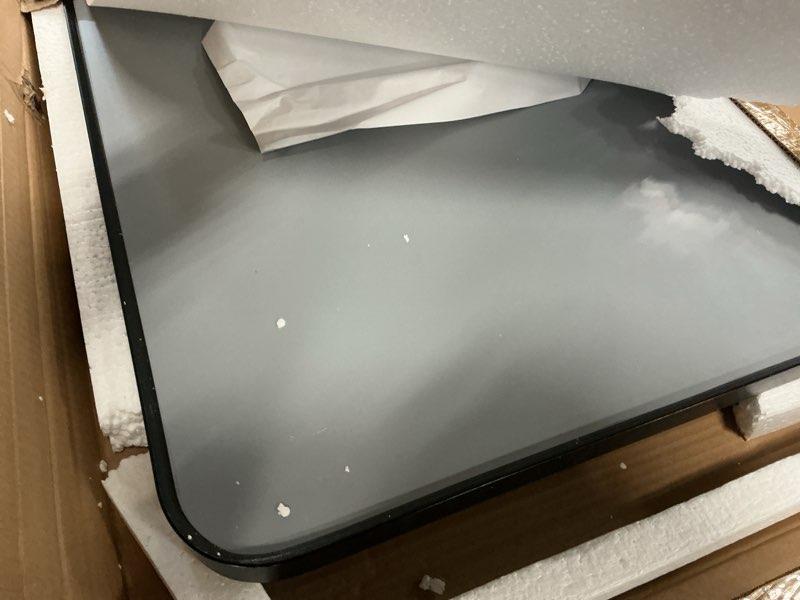 Condition photo showing Good Condition for Furnbar Bathroom Mirror 60" x 36", Large Rectangle Wall Mirror, Black Metal Frame Wall Mounted Mirro