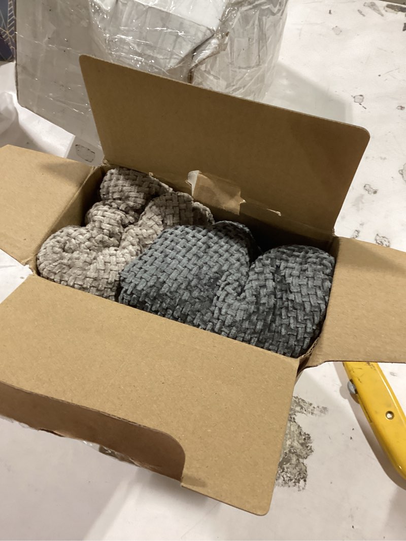 Condition photo showing New/Like New for miulee pack of 4 couch throw pillow covers 18x18 inch neutral navy/grey soft decorative chenille pillow covers farmhouse accent cushion covers for boho home decor sofa bedroom living room 18" x 18" (pack of 4) neutral navy/grey