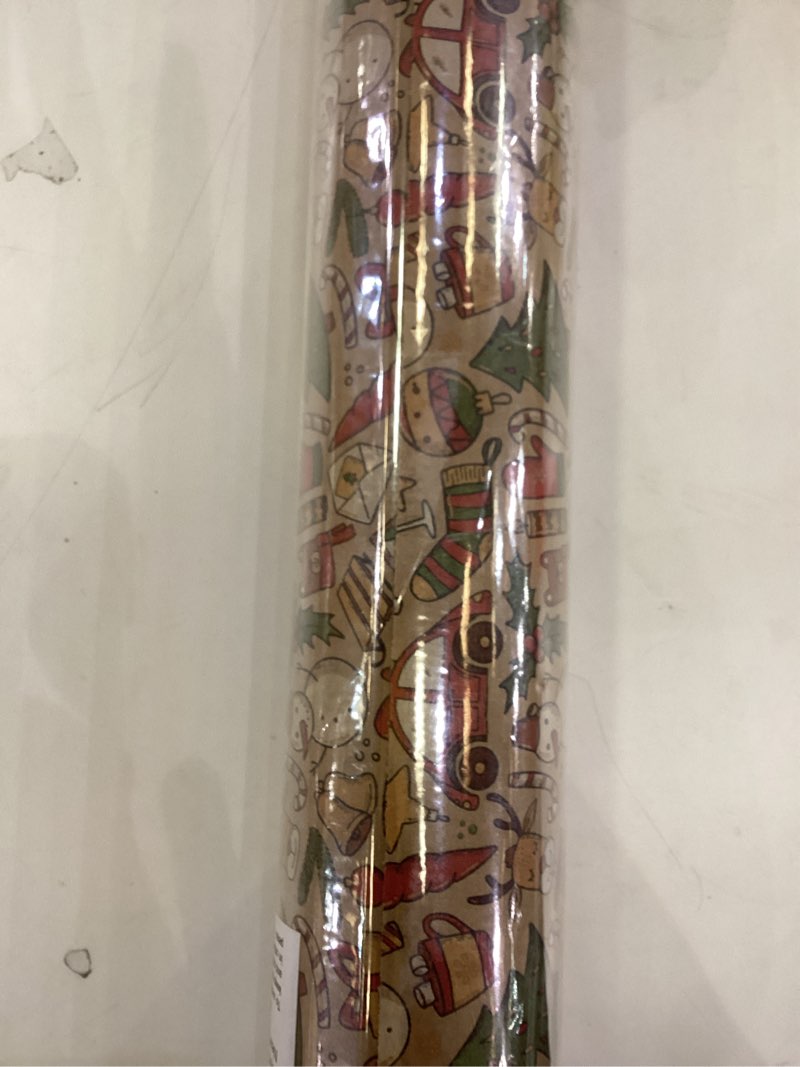 Condition photo showing New/Like New for Aimyoo Cute Kids Christmas Wrapping Paper Jumbo Roll, Christmas Stockings Gloves Red Trucks Gift Box