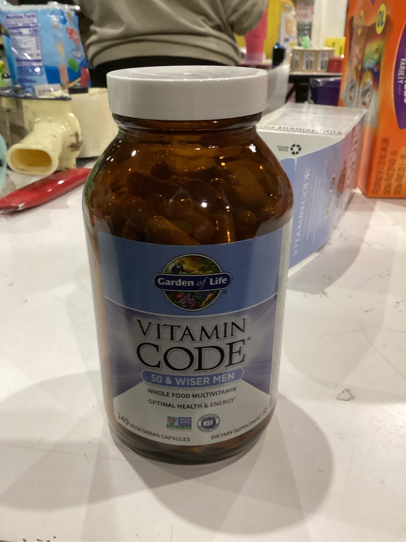 Condition photo showing Good Condition for Garden of Life Multivitamin for Men - Vitamin Code 50 & Wiser Men's Raw Whole Food Vitamin Supplement with Probiotics, Vegetarian, 240 Capsules 240 Count (Pack of 1)